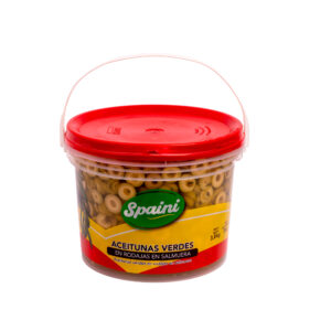 ACEITUNA VERDE CORTADA 8 KG. - SPAINI BALDE